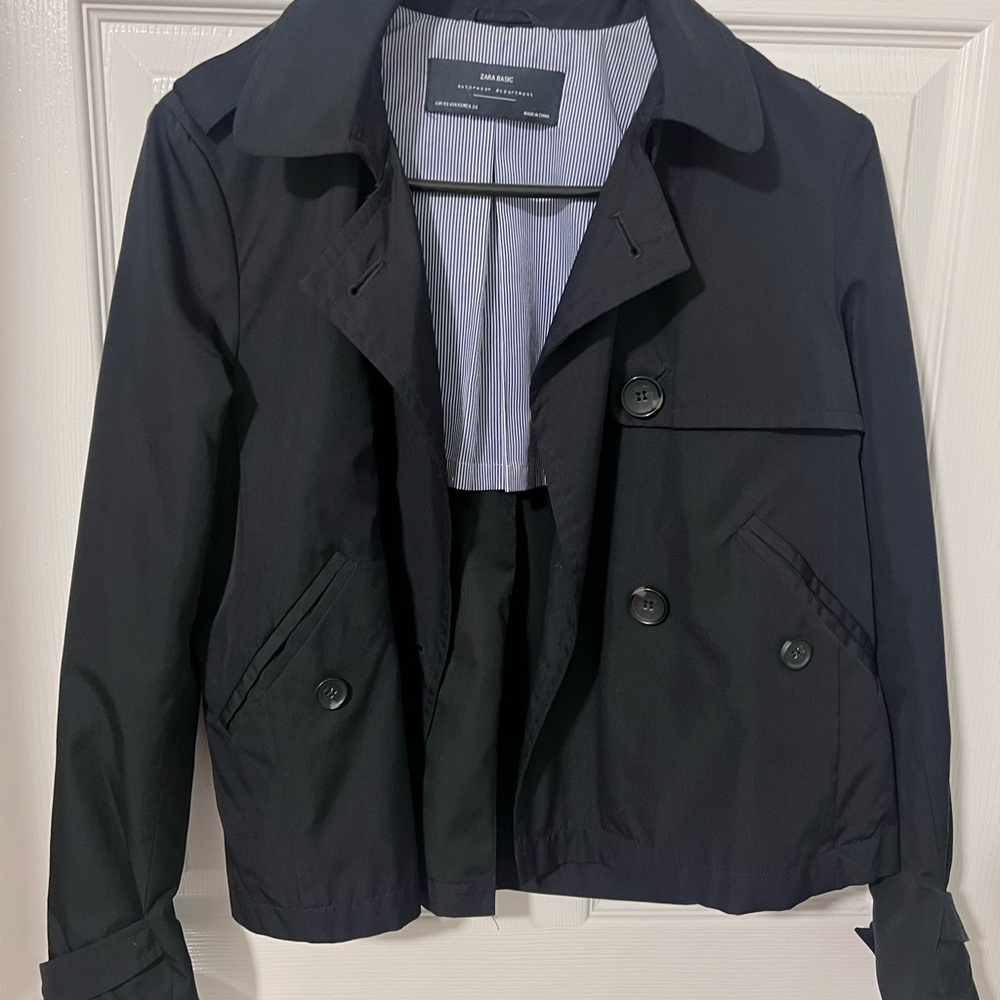 Zara Women Dark Blue short Trench Coat